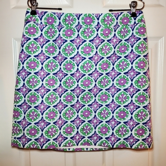 Talbots Straight Mini Skirt 10P Floral Lined Side Zip Tropical - Picture 1 of 8